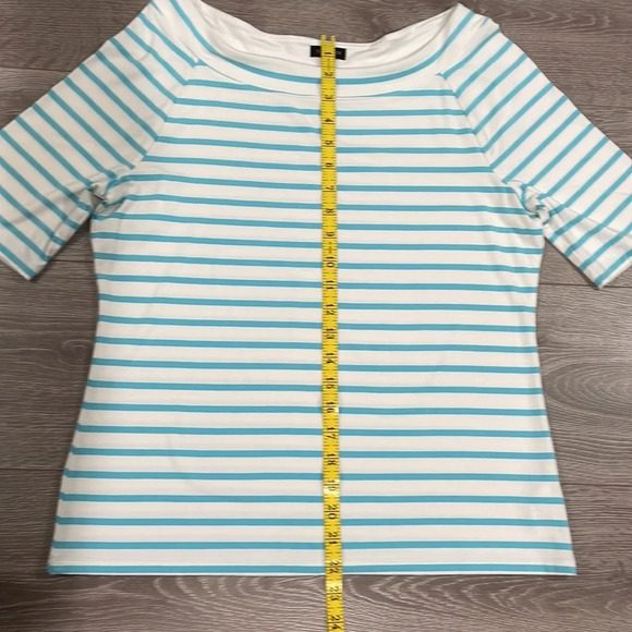 Talbots Striped Boat Neck Half Sleeve Top M - Picture 5 of 10